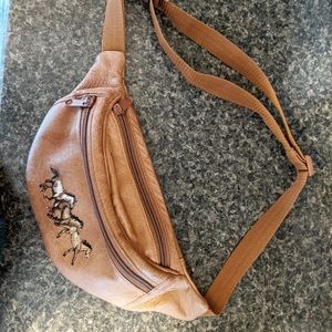 Vintage leather fanny pack with embroidery